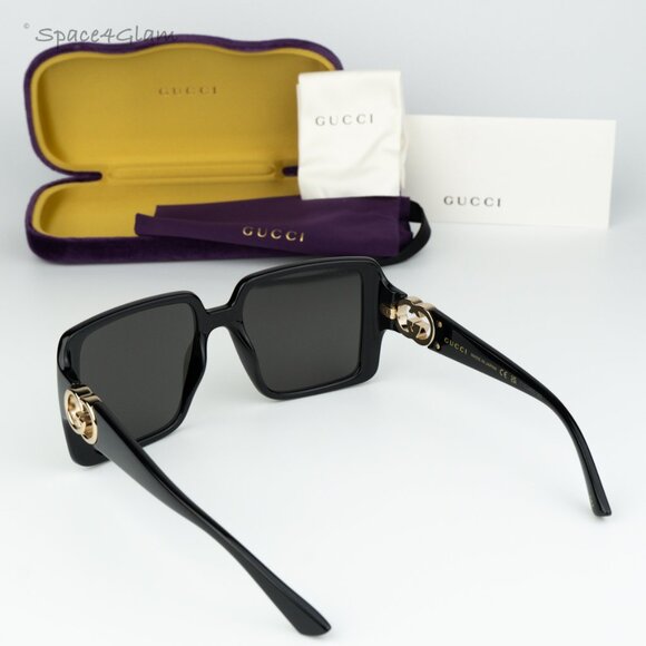 BRAND NEW Gucci GG1692S 001 Black Grey Square Women Sunglasses GG 1692S